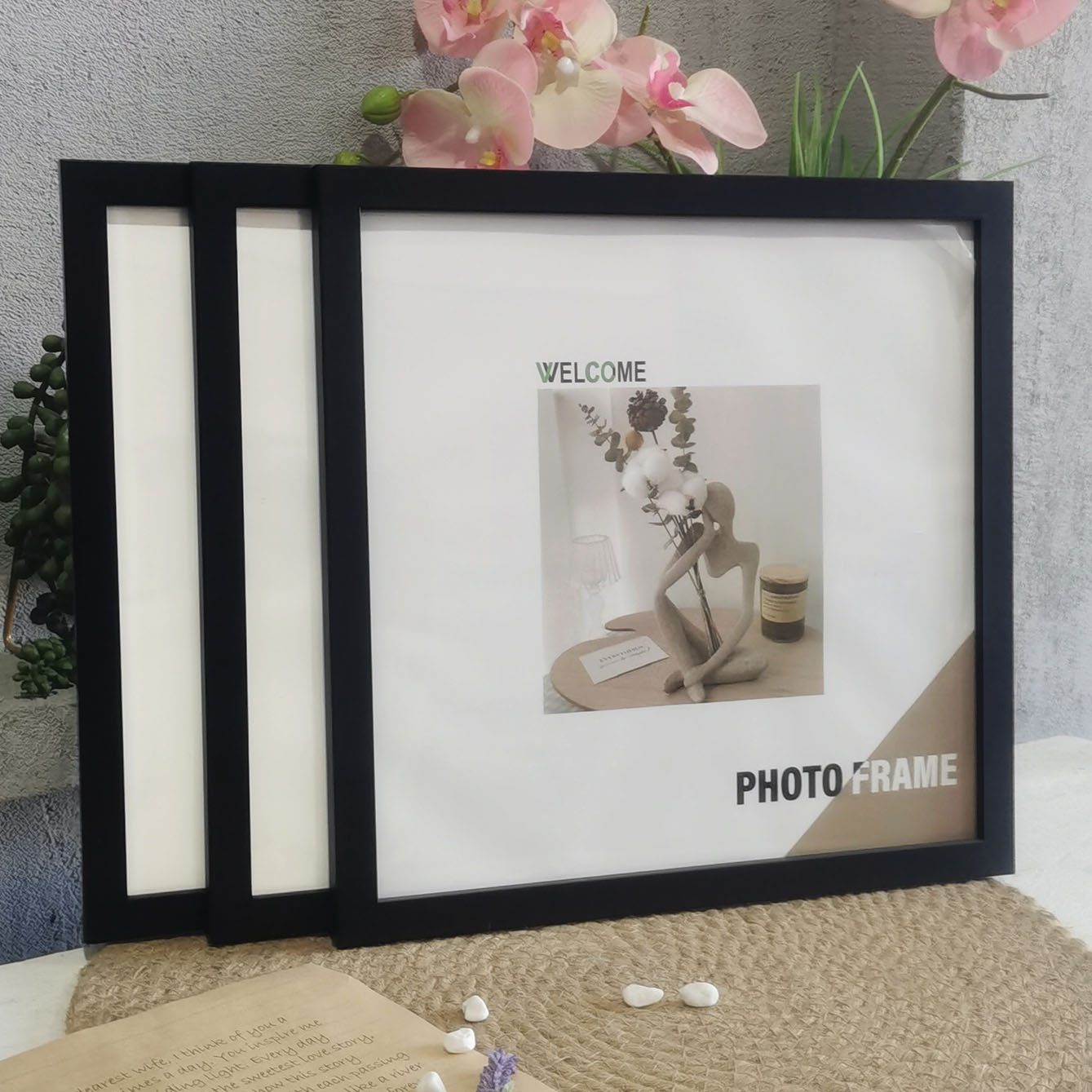 Engraved Wood Frame - Marcos de fotos cuadrados de madera