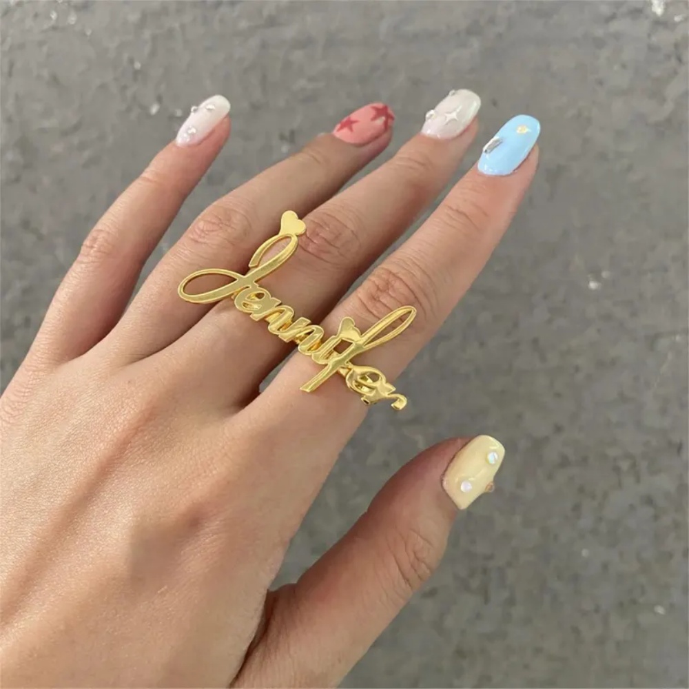 Initial Ring Custom - Anillo de Dos Dedos Personalizado LeeChee,