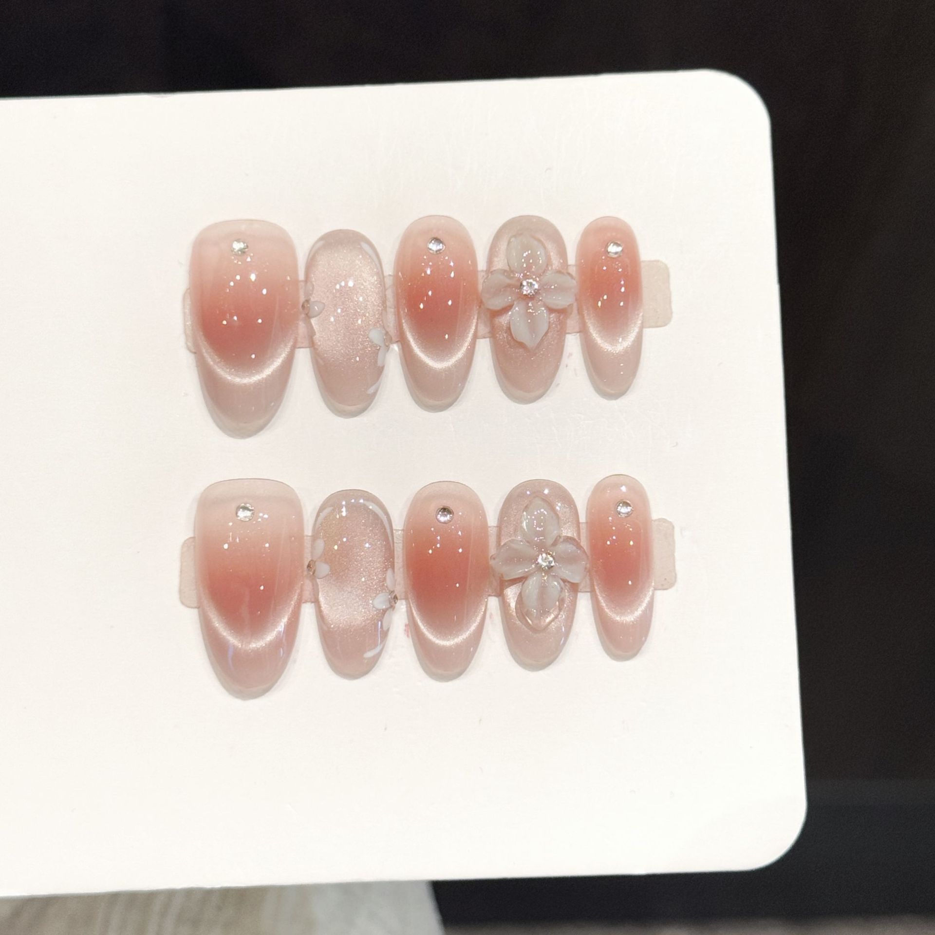 Pressed Flower Art - 10 Uñas Postizas Hechas a Mano,