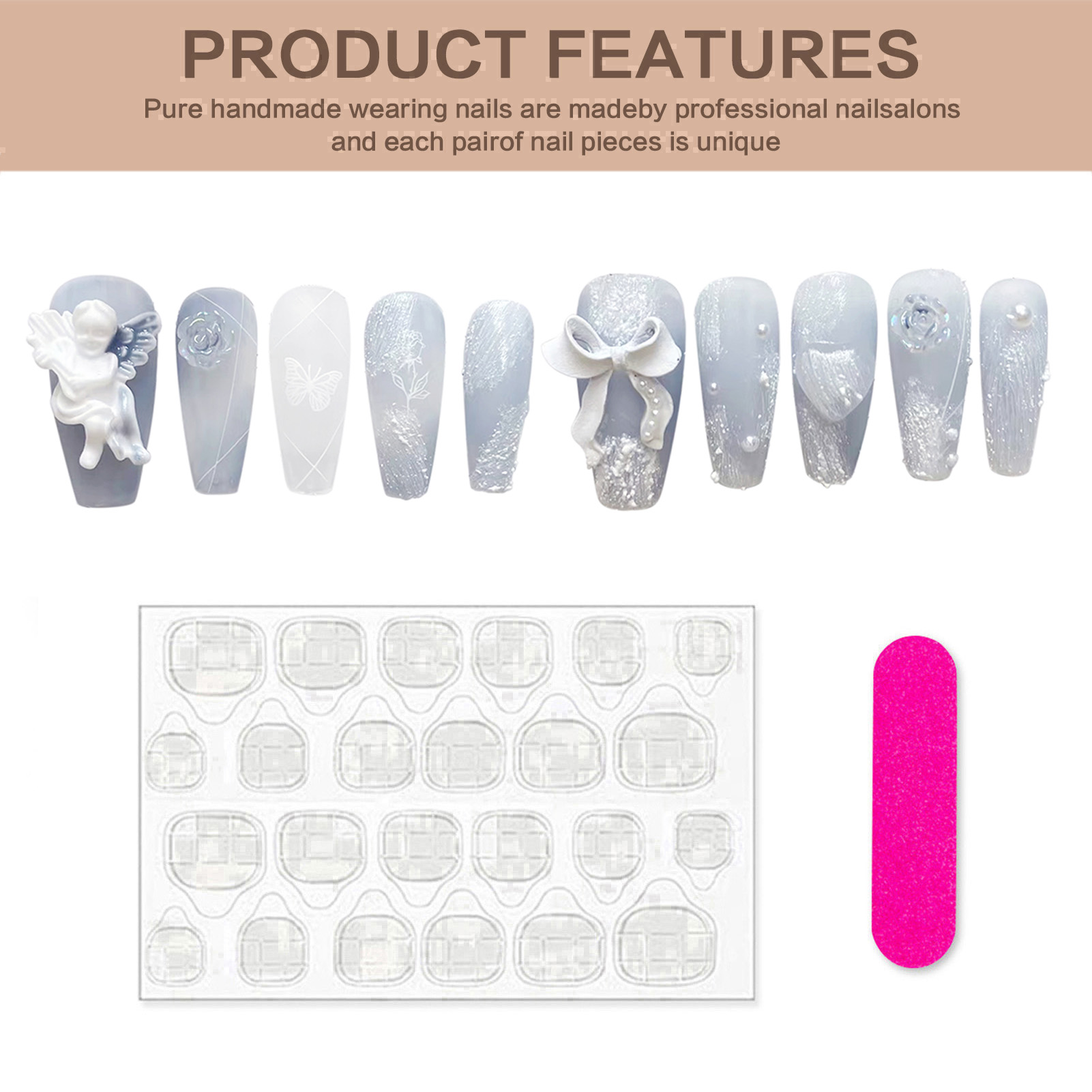 Uñas postizas de Ángel de yeso - Pressed Flower Art reseña y precio