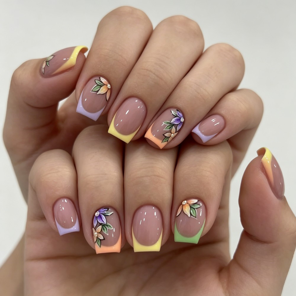 24 Uñas Postizas Rosadas con D - Pressed Flower Art reseña y precio