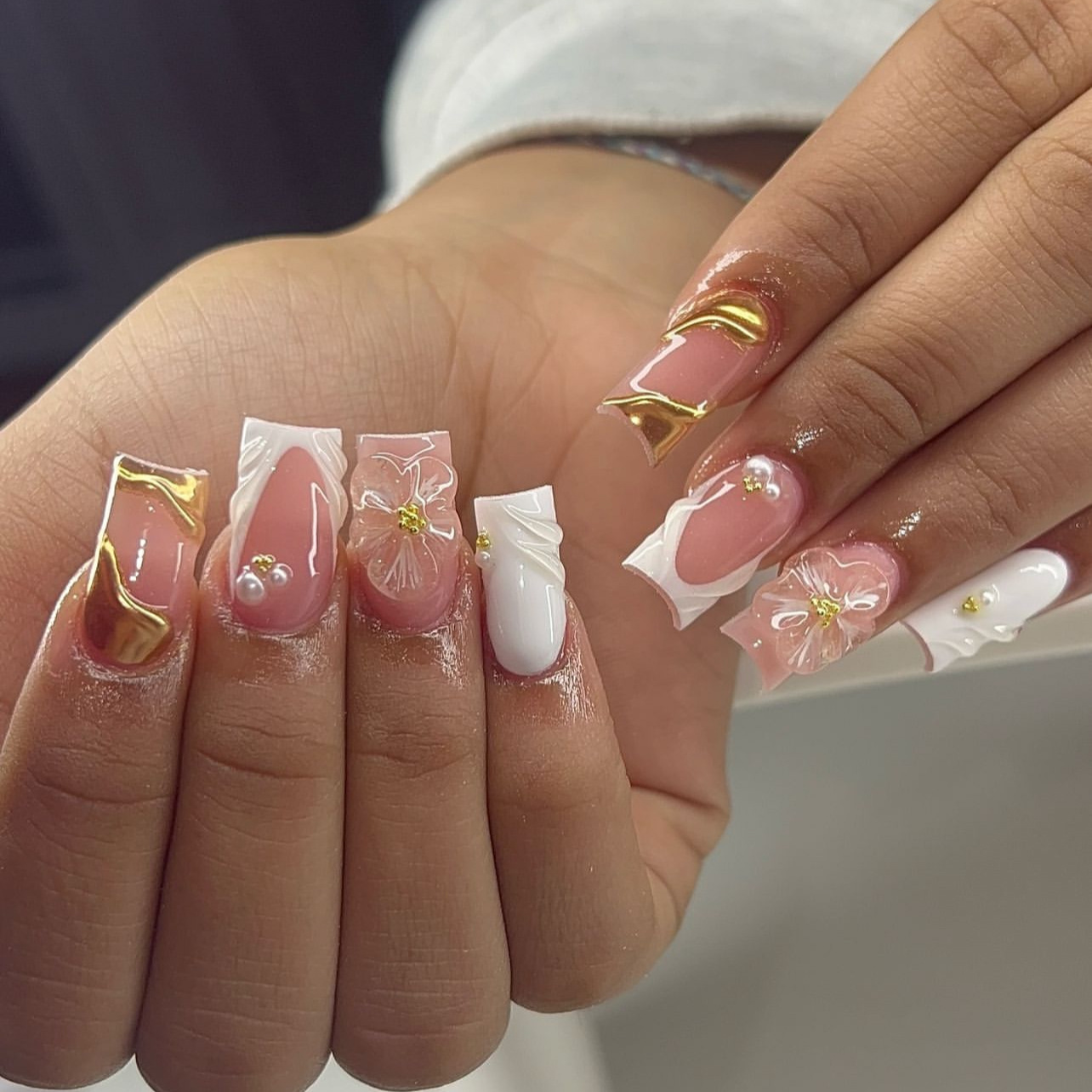 24 Uds. De uñas postizas cuadr - Pressed Flower Art reseña y precio