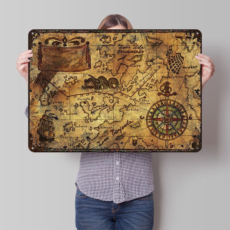 Mapa del Mundo Vintage, Póster - Custom Map Poster reseña y precio